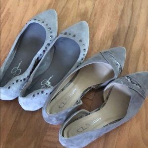 2 pair gray flats